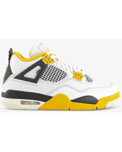 Nike Air Jordan 4 Branded Leather High-top Trainers - Yellow