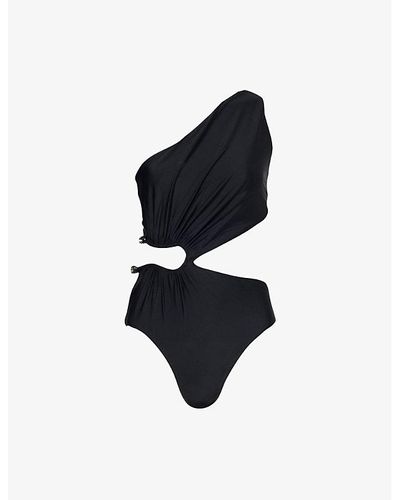 Self-Portrait Asymmetric Swimsuit - Black
