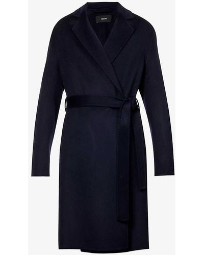 JOSEPH Cenda Wool And Cashmere-blend Belted Coat - Black