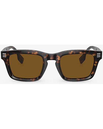 Burberry Be4403 Rectangle-frame Acetate Sunglasses - Brown