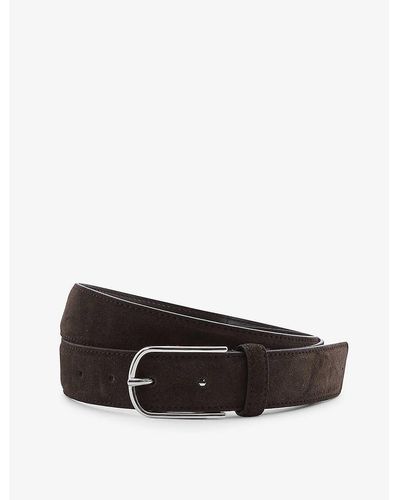 Reiss Carrie Rectangle-buckle Suede Belt - White