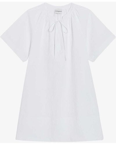 Claudie Pierlot Textured Self-tie Stretch-cotton Mini Dress - White