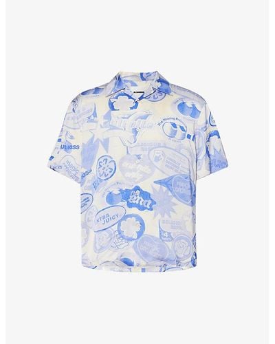 Jil Sander Graphic-print Relaxed-fit Satin Shirt - Blue
