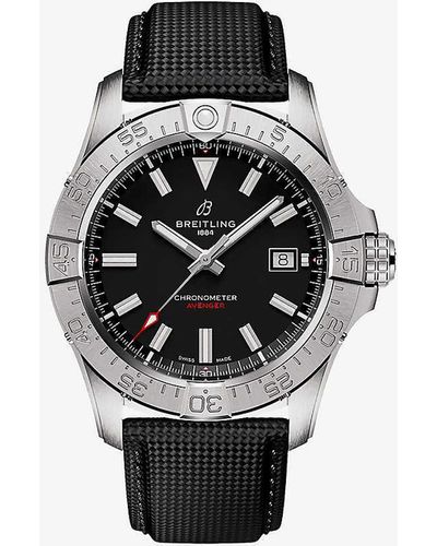 Breitling A17328101b1x1 Avenger Automatic 42 Stainless-steel And Leather Automatic Watch - Black