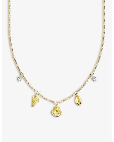Thomas Sabo Sea Life 18ct Yellow Gold-plated Sterling-silver And Cubic Zirconia Chain Necklace - White