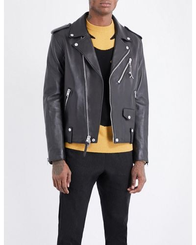 COACH Moto Leather Biker Jacket - Black