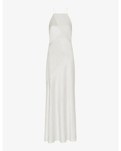 Whistles Eileen High-neck Silk Maxi Wedding Dress - White