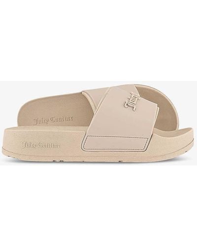 Juicy Couture Breanna Logo-embossed Rubber Sliders - Natural