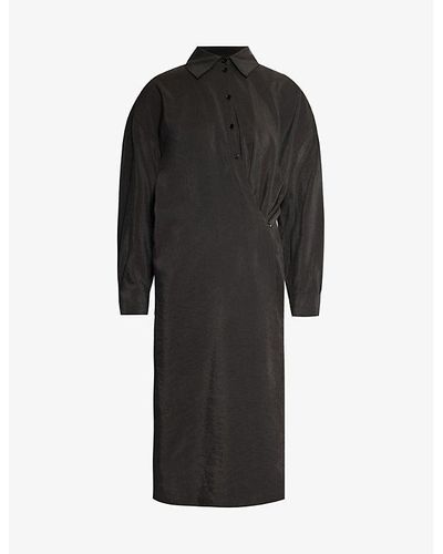 Lemaire Relaxed-fit Long-sleeved Silk-blend Midi Dress - Black