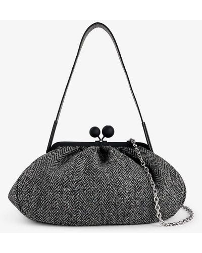 Weekend by Maxmara Agre Tweed-pattern Wool Shoulder Bag - Black