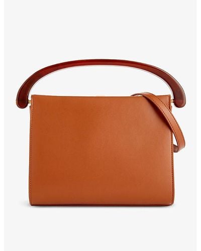 Dries Van Noten Structured Leather Top-handle Bag - Brown