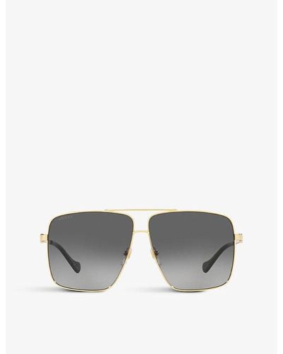 Gucci gg1087s Metal-frame Aviator Sunglasses - Metallic