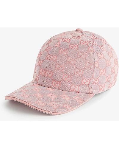 Gucci Monogram-pattern Cotton-blend Cap - Pink