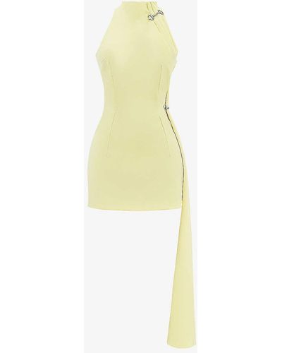 House Of Cb Marla Halter-neck Stretch-woven Mini Dress - White