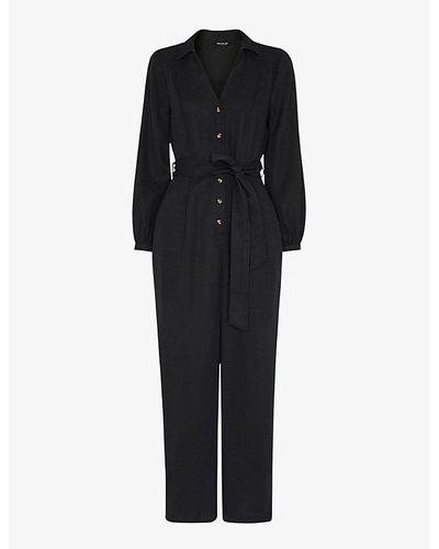 Whistles Leah Fitted Woven Jumpsuit - Black