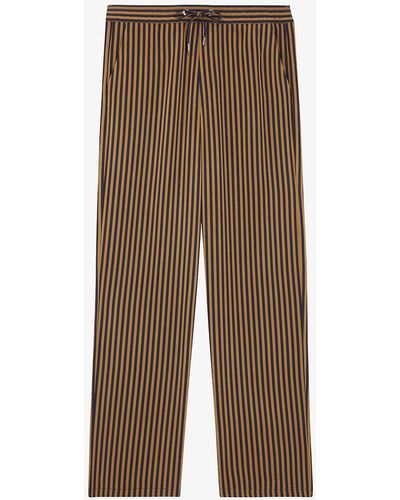 The Kooples Straight-cut Stripe-print Woven Pants - Brown