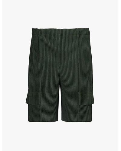 Homme Plissé Issey Miyake Pleated High-rise Knitted Shorts - Green