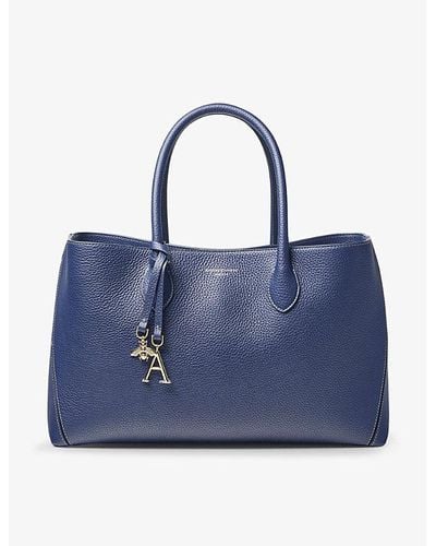 Aspinal of London London Large Leather Tote Bag - Blue