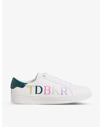 Ted Baker Artii Branded Leather Trainers - White