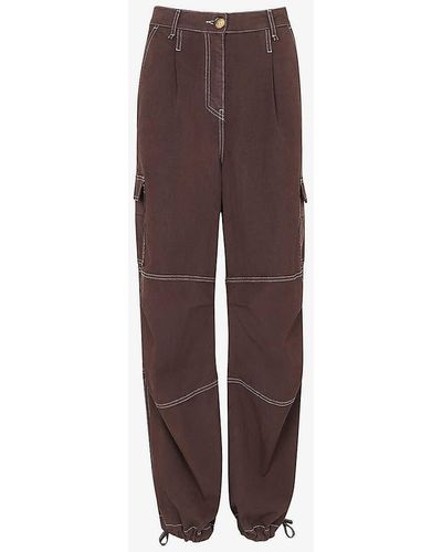 Whistles Lorna Oversized Mid-rise Stretch-woven Trousers - Brown