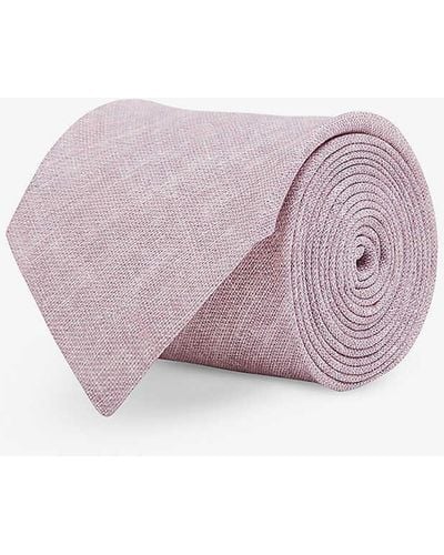 Reiss Vitali Wide-blade Linen Tie - Purple