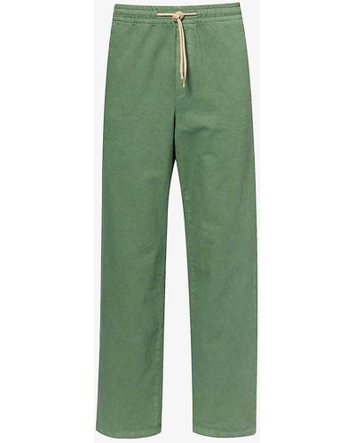 A.P.C. Drawstring-waist Straight-leg Cotton Trousers - Green