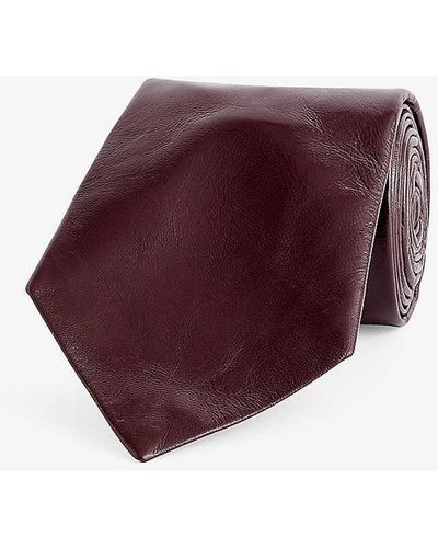 Bottega Veneta Crease-texture Leather Tie - Purple