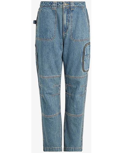 AllSaints Florence Patch-pocket Recycled-cotton Denim Cargo Trousers - Blue