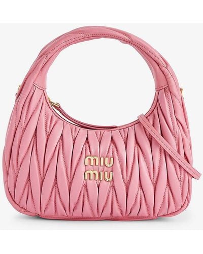 Miu Miu Wander Matelassé Leather Top-handle Bag - Pink