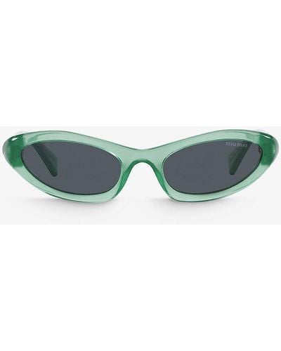 Miu Miu Mu 09ys Oval-frame Acetate Sunglasses - Green