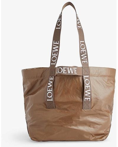 Loewe Fold Shopper Twin-handle Leather Tote Bag - Natural