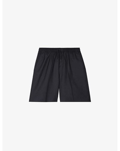 The Kooples Drawstring-waist Relaxed-fit Wool Shorts - Black