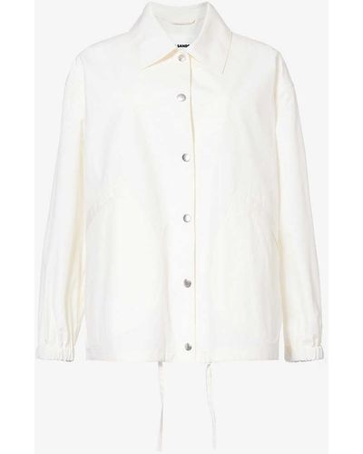 Jil Sander Brand-print Collared Cotton Jacket - White