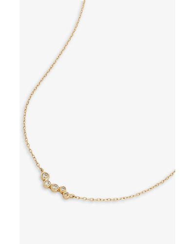 Mateo Wave 14ct Yellow-gold And 0.15ct Diamond Necklace - White