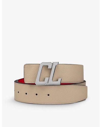 Christian Louboutin Happy Rui Logo-buckle Leather Belt - Natural