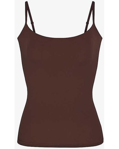 Skims Fits Everybody Sleeveless Stretch-woven Top - Brown