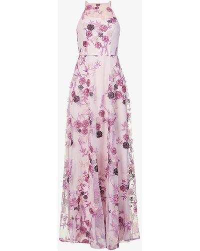 Chi Chi London Floral-embroidered Woven Maxi Dress - Pink