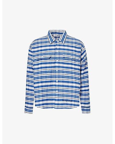 Cole Buxton Checked Logo-embroidered Cotton Shirt Xx - Blue
