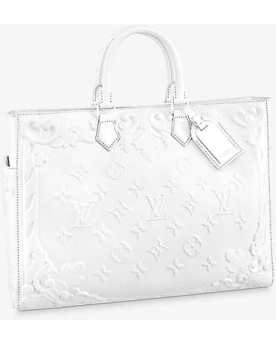 Louis Vuitton Sac Plat Monogram-embossed Leather Tote Bag - White