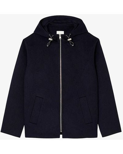 Sandro toggle-hood Regular-fit Wool-blend Jacket X - Blue