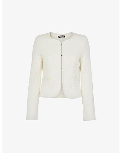 Whistles Collarless Textured Cotton-jersey Blazer - White