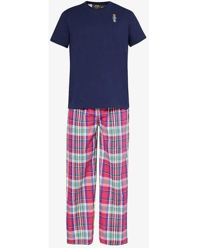 Polo Ralph Lauren Logo-embroidered Regular-fit Cotton Pyjama Set Xx - Blue