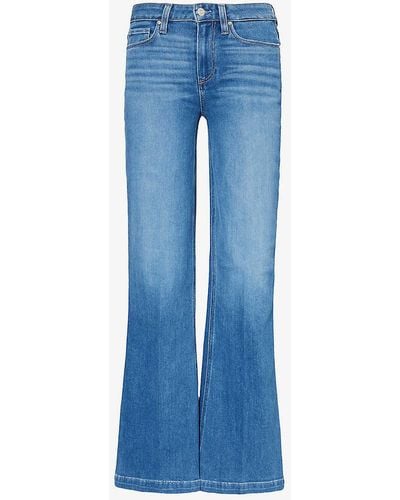 PAIGE Geneveive Faded-wash Flared-leg High-rise Denim-blend Jeans - Blue
