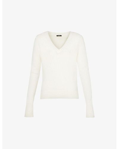 JOSEPH V-neck Cashmere Sweater - White