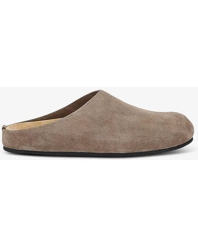 The Row Hugo Slip-on Suede Clogs - Brown