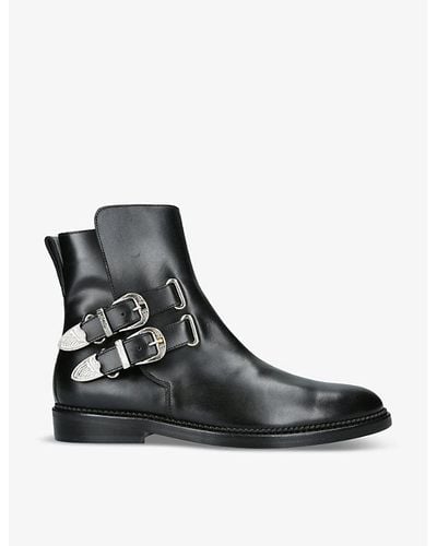 Toga Virilis Stud-embellished Buckled Leather Chelsea Boots - Black