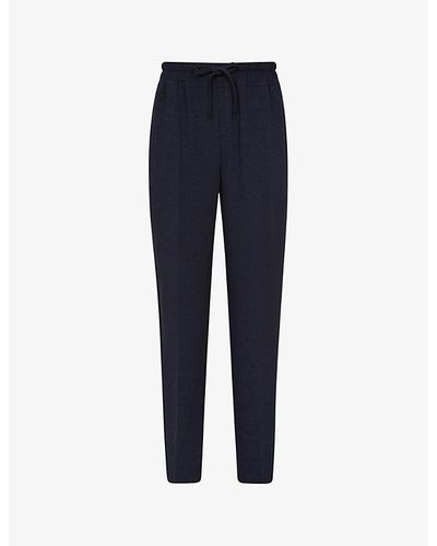 Reiss Hailey Elasticated-waist High-rise Recycled Polyester-blend Trousers - Blue