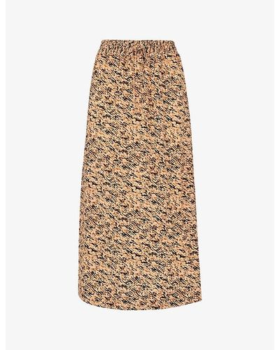Whistles Bark-print Woven Midi Skirt - Multicolour