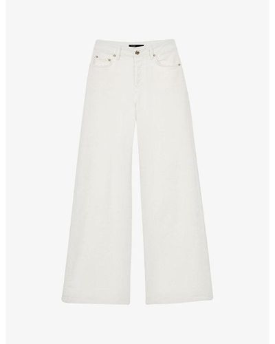 Maje Wide-leg High-rise Jeans - White