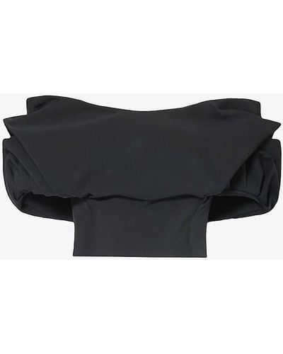 Gabriela Hearst Erwan Puff-sleeved Silk And Wool-blend Top - Black